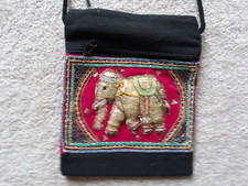 Vintage Thai embroidered purse with sequined elephant