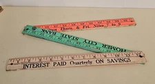 Vintage Wood Tri-Fold 3 Color Ruler Yardstick Advertising Homer City
