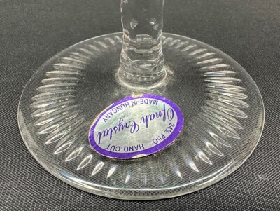 Cut Glass Cased Lead Crystal Wine Goblet Emerald Green / Clear