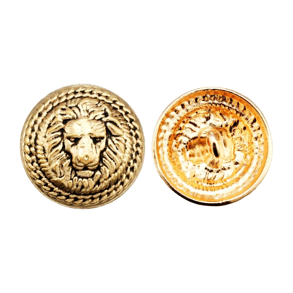 5pcs Round Vintage Lion Metal Button Decorative for Clothing DIY Crafts 12-25mm - Image 2 of 3