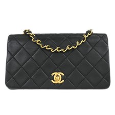 Borsa a tracolla Chanel nera in pelle di agnello Turnlock mini full patta 135443