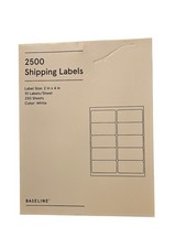 2500 White Shipping Labels 2x4 in Baseline 250 Sheets New