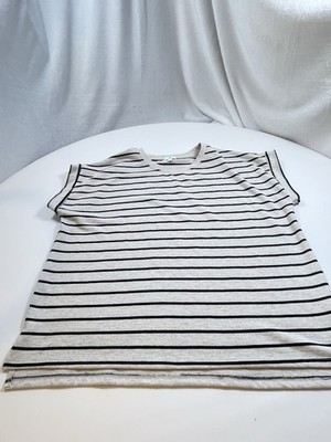 Dip XL Beige Black Stripe Tee Boxy Short Sleeve Causual Relaxed Summer Comfort