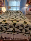 Vintage Handmade Patchwork Quilt Sunflower's LG. 90"-82" Hand Quilted Beautiful — photo 6