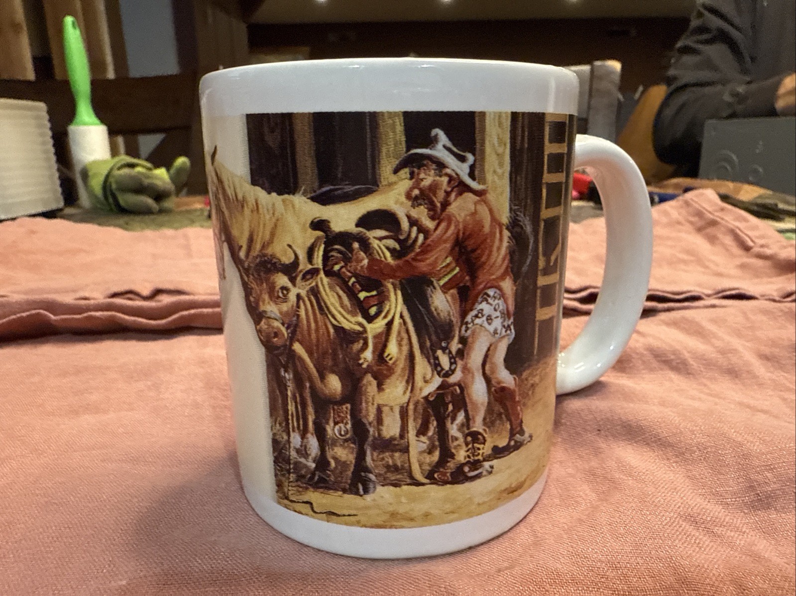 Vintage Leanin Tree Western Gift Mug 1997 Cowboy with no Pants Wide Awake 
