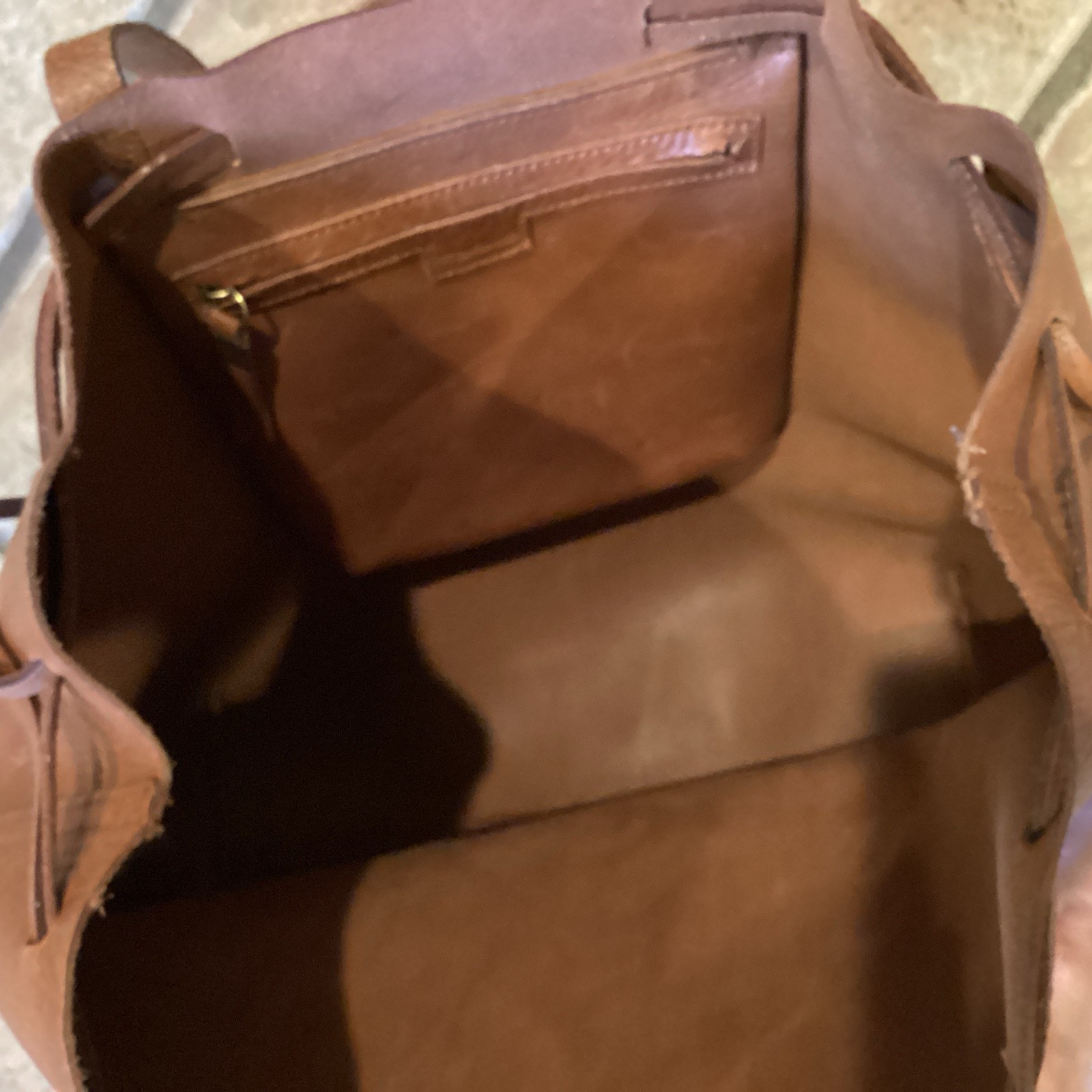 Madewell Drawstring Transport Tote Bag Distressed British Tan Leather -  $178
