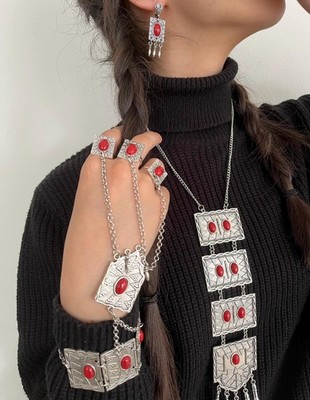 Kazakh Kyrgyz Afghan Uzbek Central ASian ethnic jewelry