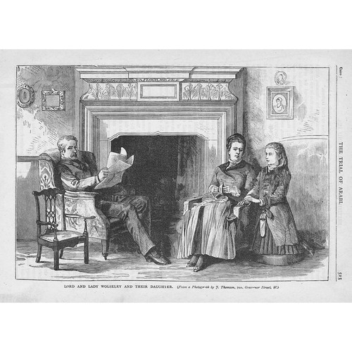 Lord & Lady Wolseley with their Daughter - Antique Print c1890