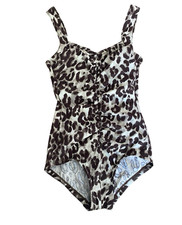 Vintage Gabar Womens One-piece Swimsuit Leopard Swimwear Tummy Control Size 8