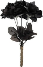 Gothic Black Roses Bouquet Halloween Artificial Flowers for Fancy Dress, Wedding