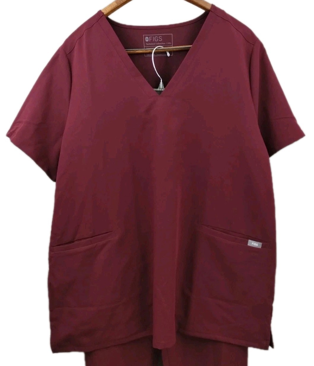 NEW Figs Women Scrub Set XXL 2XL Burgundy, Casma 3 Pkt Top Yola Skinny Pants image 3