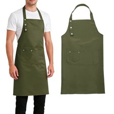 Kitchen Cooking Aprons Adjustable Neck Strap Apron with Pocket Green 