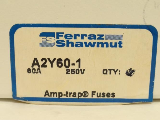 181526 New-No Box; Ferraz A2Y60-1 Amp-Trap Fuse; 60A; 250VAC; 500VDC; Type: 1