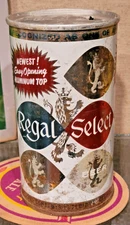 1960 WHITE LETTER ALUMINUM FLAT TOP REGAL SELECT BEER CAN MAIER LOS ANGELES CA