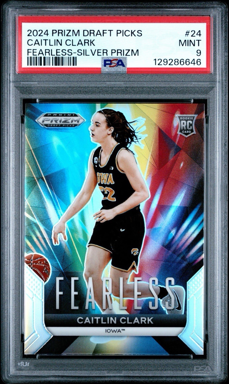 CAITLIN CLARK 2024 PANINI PRIZM DRAFT FEARLESS 24 SILVER PRIZM 📈 PSA 9 MINT 🔥