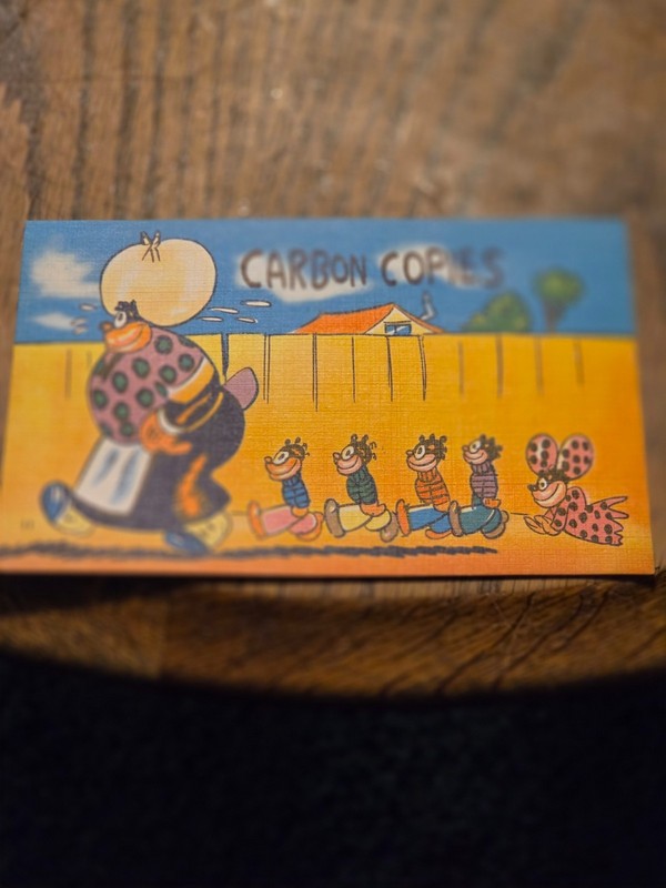Vintage Postcard Linen Comic Carbon Copies Cats Family Colourpicture
