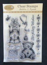 Bear sentiments border balloon Daisy & Dandelion Bubbles & Squeak clear stamps
