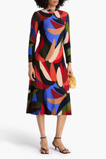 NWT FARM Rio Printed crepe Long Sleeve Midi Dress Size XS