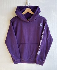 Carhartt Girls Size XL/14 Purple Pullover Hoodie Graphic Sleeve Logo Lightweight