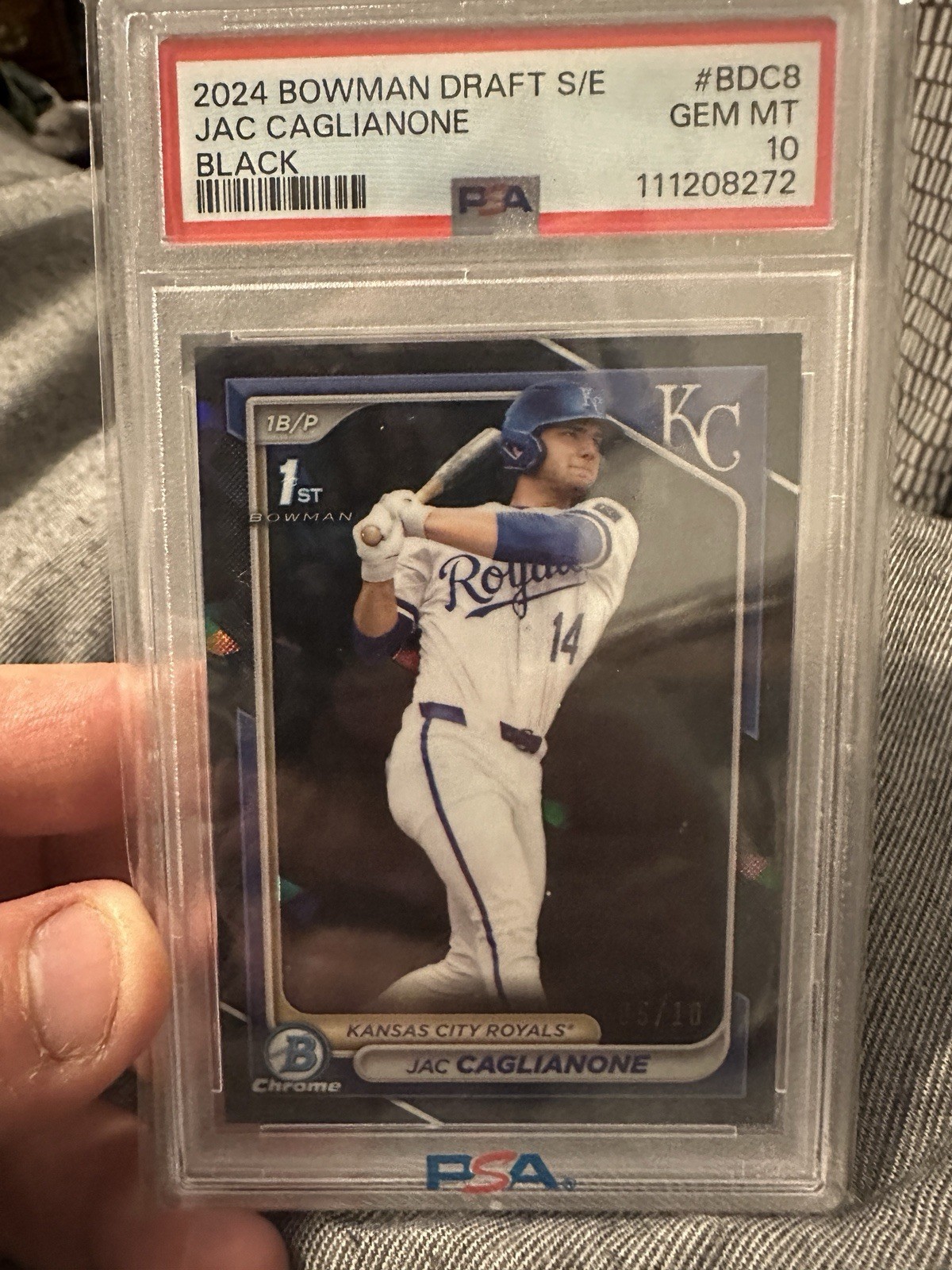 2024 Bowman Draft Sapphire Edition Jac Caglianone 1st Bowman Black 5/10 PSA GM10