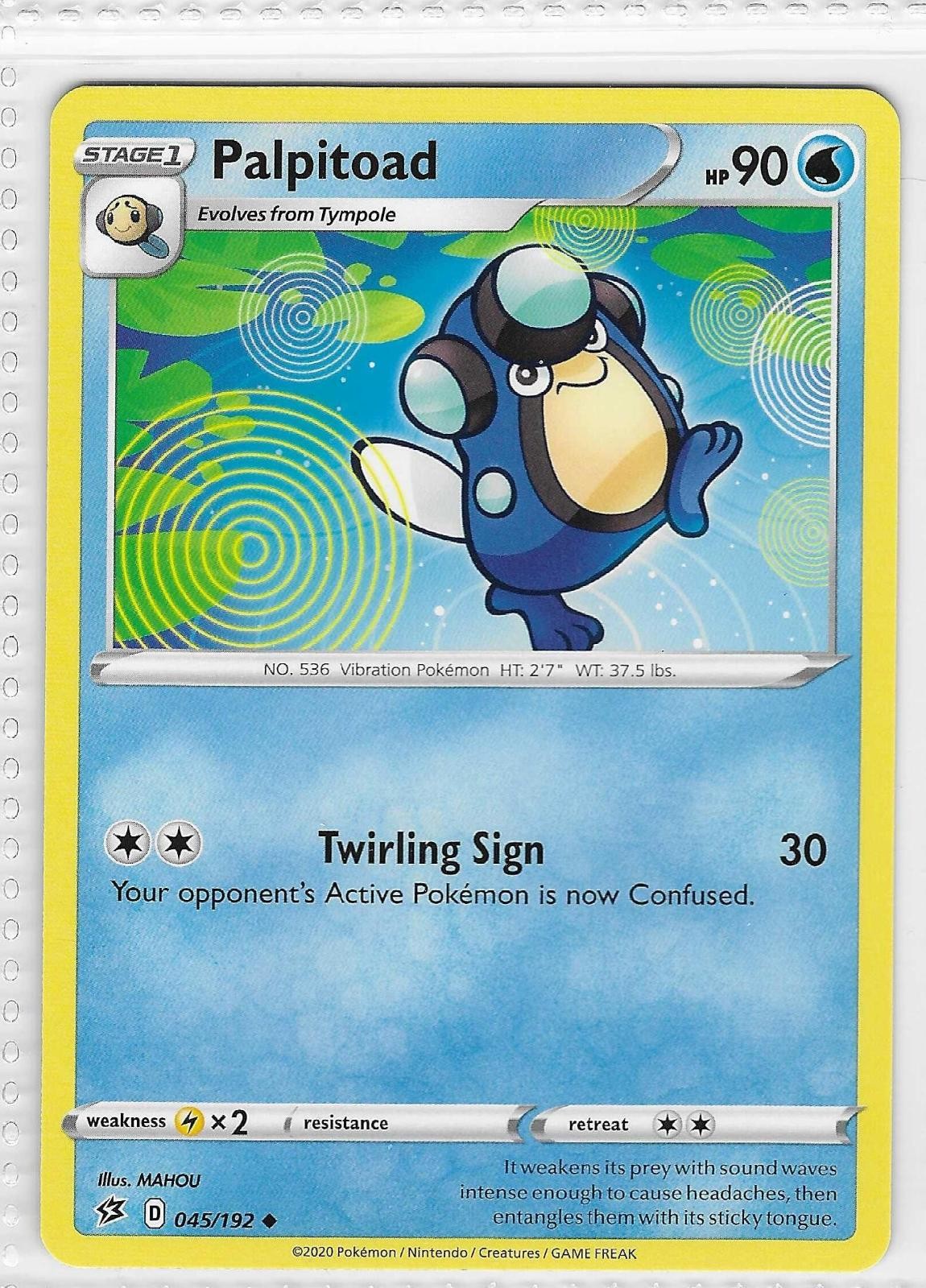 Palpitoad 045/192 Uncommon Rebel Clash Pokemon Near Mint