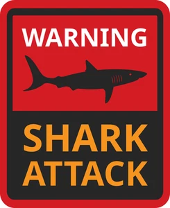 Shark Attack Funny Sign Notice Warning Self Adhesive Vinyl Sticker