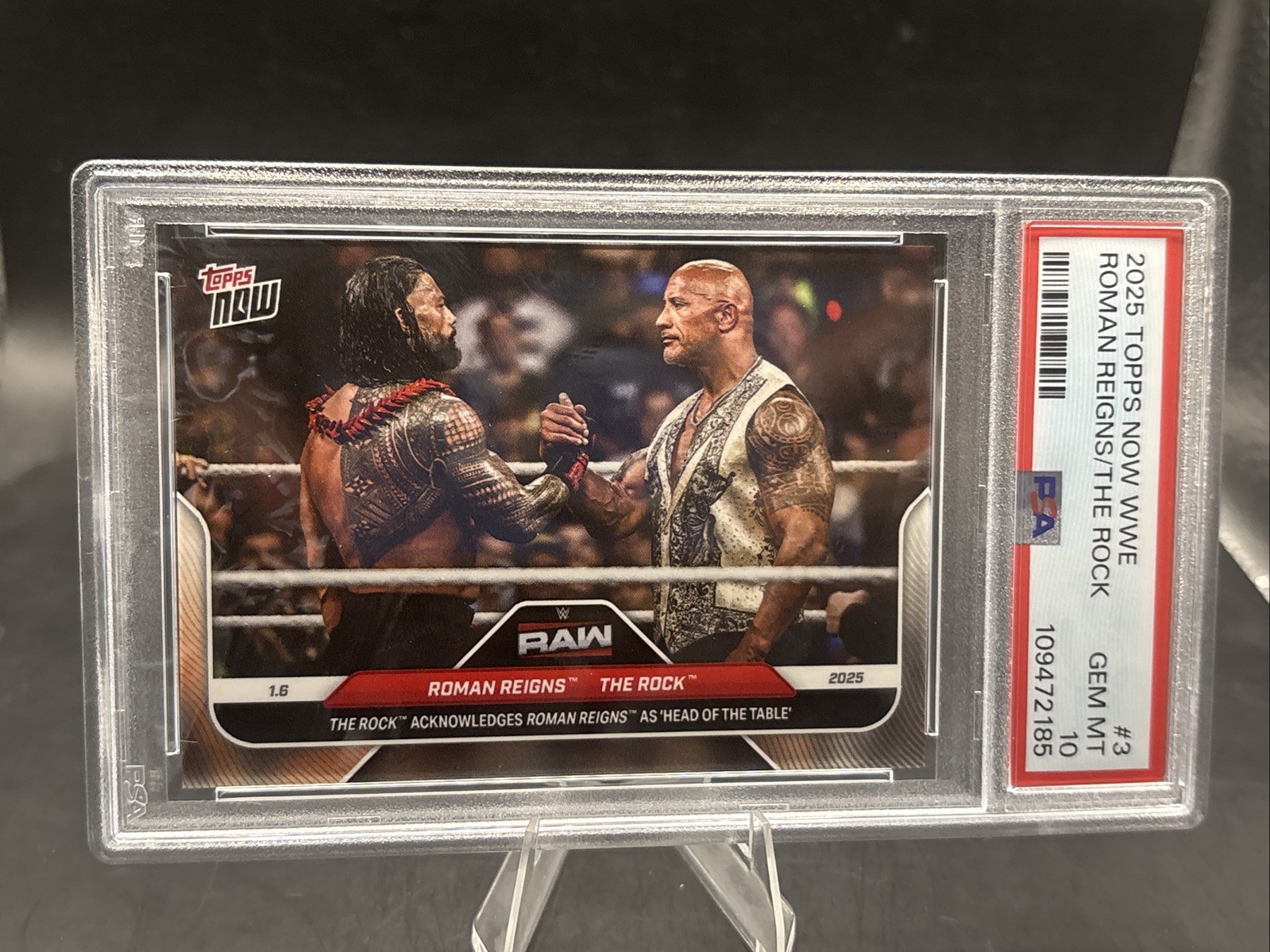 2025 TOPPS NOW WWE #3 ROMAN REIGNS/THE ROCK PSA 10 view 3