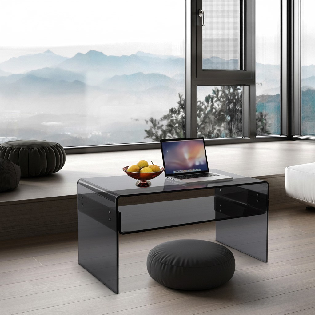 Modern Acrylic Coffee Table, 2-Tier End/Side Desk, 31.5