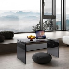Modern Acrylic Coffee Table, 2-Tier End/Side Desk, 31.5" W x 15.8" D/H, Black