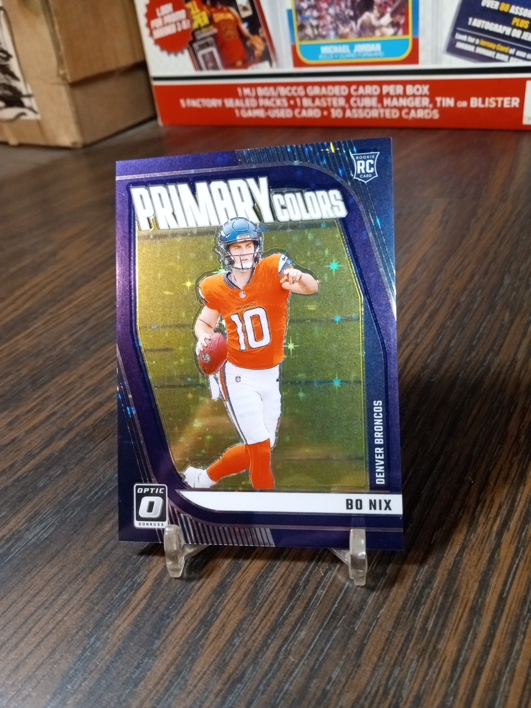 2024 Donruss Optic Bo Nix RC #4 FOTL Purple Stars Primary Colors SSP 16/25