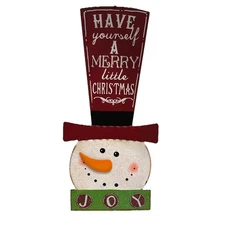Snowman metal Christmas hanging sign