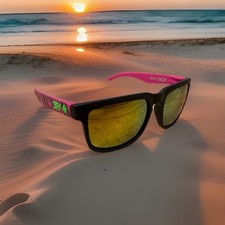 New SPY Helm Sunglasses Pink Black Striped Frame Multicolor UV400 Lense Unisex