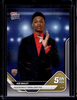 2025 Topps Now NBA Draft Night #D5 Ace Bailey Base RC Rookie 5th Pick (Qty)