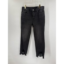 Free People Womens Black New Raw Hem Denim Skinny Jeans Size 29