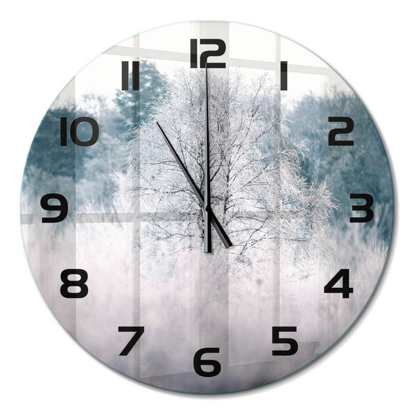 Elegante Runde Wanduhr Mit Leisem Uhrwerk WinterbäUme Schwarze Zeiger Fi60 Cm-image