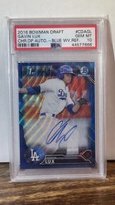 2016 BOWMAN CHROME BLUE WAVE REFRACTOR /150 GAVIN LUX ROOKIE AUTO PSA 10 RAYS RC