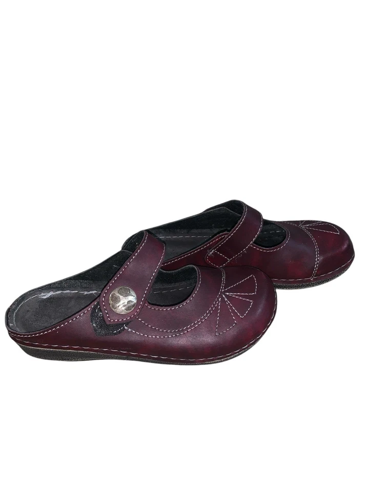 Flexus by Spring Step Casual Slip On Mule Clog Shoe Womens Size 38 Burgundy - Image 2 of 4