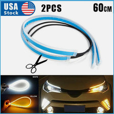 2 x 60CM LED DRL Light Amber Sequential Flexible Turn Signal Strip for Headlight