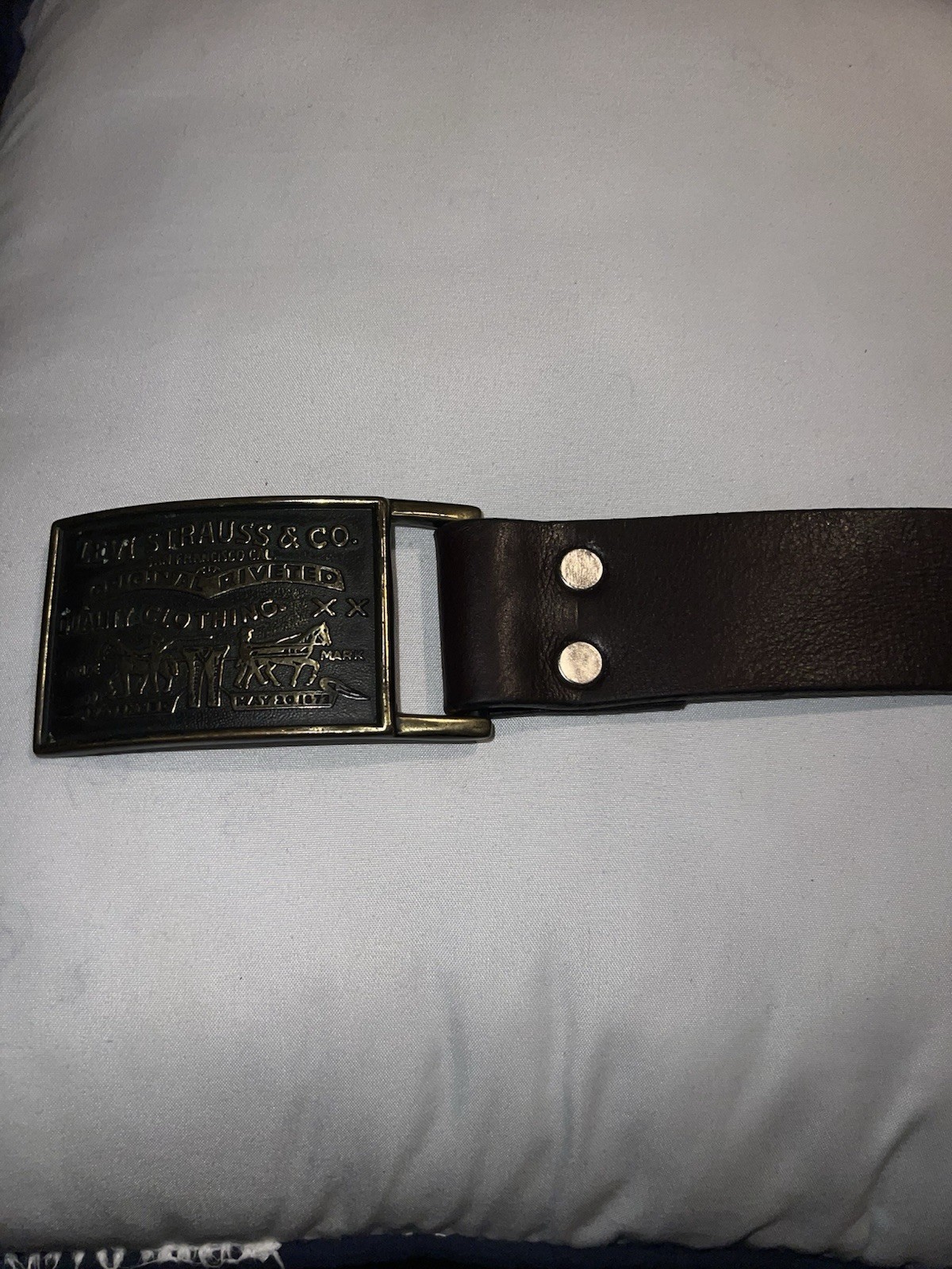 Levi's Brown Solid Pattern Brass Buckle Logo Acce… - image 2