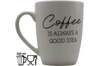 "Jumbo Tasse Xl 330 Ml – „Coffee Is Always A Good Idea\" Porzellan Naturweiß"