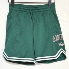 Adidas Originals Boys Collegiate Green Mesh Basketball Shorts Size S 9-10Y NEW