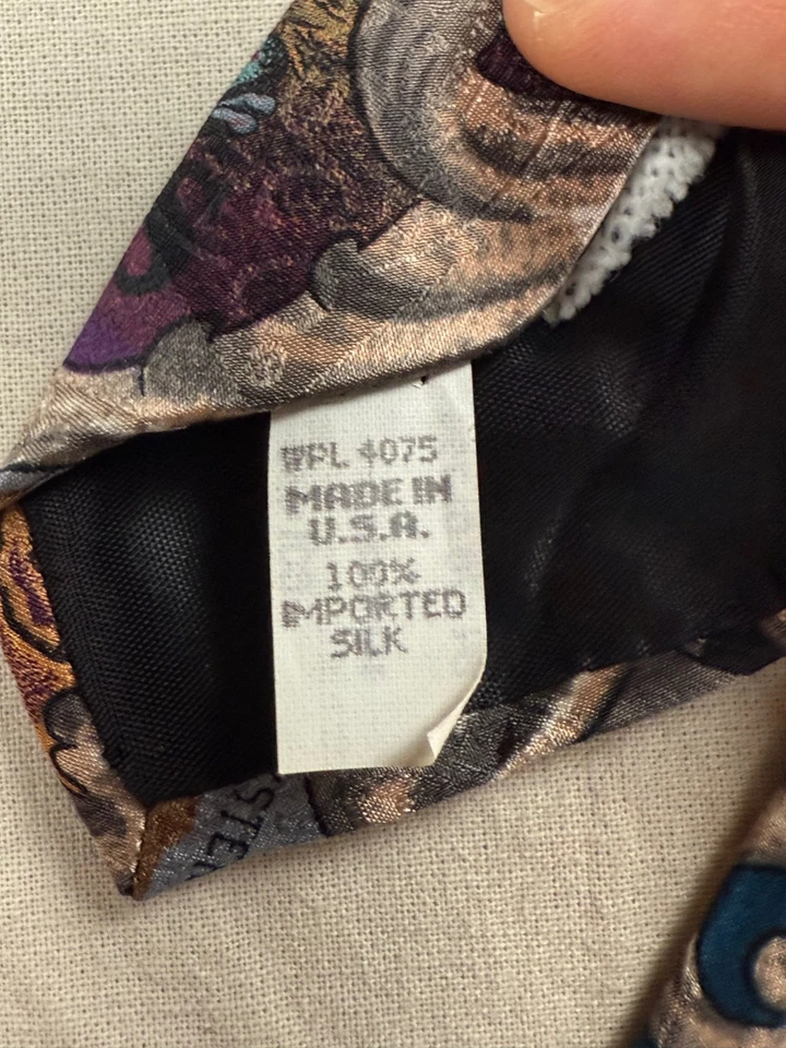 复古 Tabasco Hot Sauce 真丝领带牛仔牡蛎金银丝美国制造 3.75 x 57 — 第 4/4 张图片