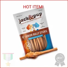 Jack&Pup for Dogs Bladder Bully Sticks for Small Dogs - 6 Inch Baby Bully Stick 