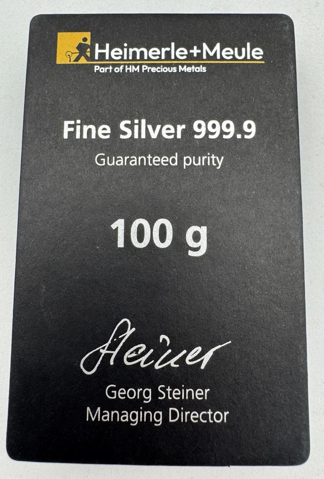 100g Heimerle & Meule Feinsilberbarren - 999,9 Neu - MADE IN GERMANY - Bild 2 von 3