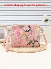 Floral Sequin Embroidery Envelope Bag Chic Party Shoulder Crossbody Purse