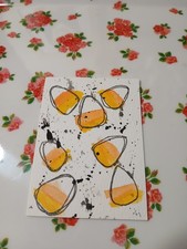 Aceo Candy Corn Halloween Mixed Media Original Art Card Signed by Artist