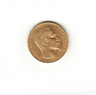 Pièce de 20 francs or napoléon lll 1856 A tête nue en parfait état.