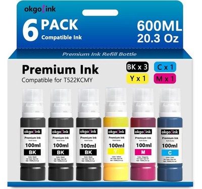 Compatible 522 Ink Refill Bottles T522 ET-2800 ET-4800 ET-2750 ET-2803 Replac...