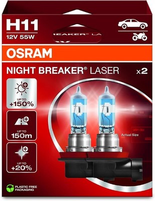 Osram NIGHT BREAKER LASER H11, 64211NL-2HB, 12V PKW 2x Halogen-Scheinwerferlampe