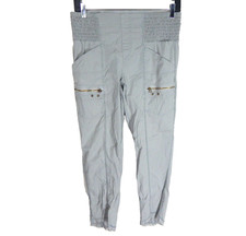 XCVI Wearables Women's XS Pants Acker Slim Raw Hem Crop Shirred Waist Gray Green